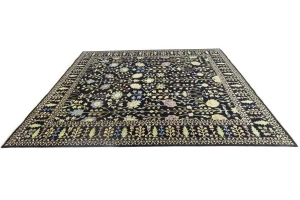 Black Floral Traditional 12X15 Oushak Chobi Oriental Rug