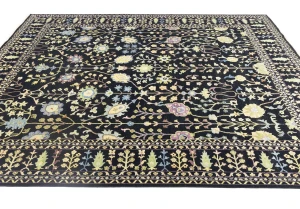 Black Floral Traditional 12X15 Oushak Chobi Oriental Rug