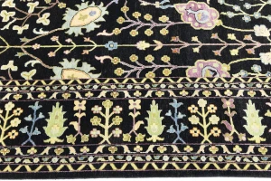 Black Floral Traditional 12X15 Oushak Chobi Oriental Rug