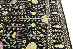Black Floral Traditional 12X15 Oushak Chobi Oriental Rug