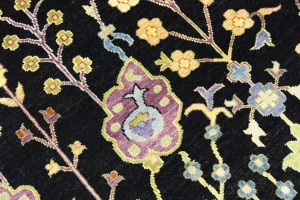 Black Floral Traditional 12X15 Oushak Chobi Oriental Rug