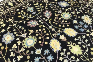 Black Floral Traditional 12X15 Oushak Chobi Oriental Rug