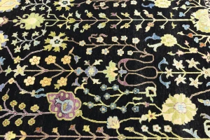 Black Floral Traditional 12X15 Oushak Chobi Oriental Rug