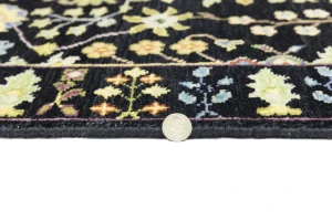 Black Floral 2'5X8 Osh Chobi Oriental Runner Rug