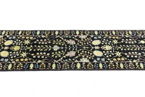 Black Floral 2'5X8 Osh Chobi Oriental Runner Rug