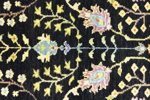 Black Floral 2'5X8 Osh Chobi Oriental Runner Rug