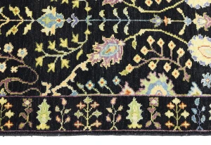 Black Floral 2'5X8 Osh Chobi Oriental Runner Rug