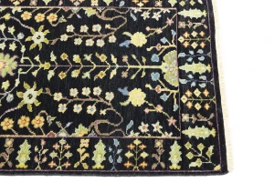 Black Floral 2'5X8 Osh Chobi Oriental Runner Rug