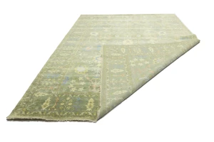 Olive Green Floral Traditional 10X14 Oushak Chobi Oriental Rug
