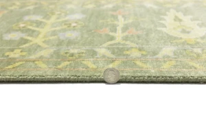Olive Green Floral Traditional 10X14 Oushak Chobi Oriental Rug