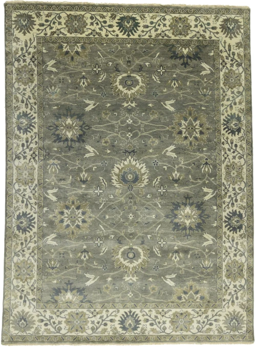 Olive Green Floral Traditional 10X14 Oushak Chobi Oriental Rug