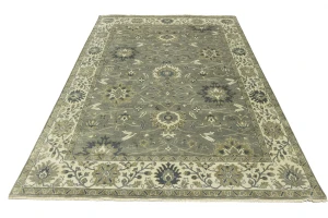 Olive Green Floral Traditional 10X14 Oushak Chobi Oriental Rug