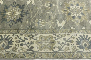 Olive Green Floral Traditional 10X14 Oushak Chobi Oriental Rug
