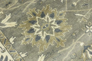 Olive Green Floral Traditional 10X14 Oushak Chobi Oriental Rug