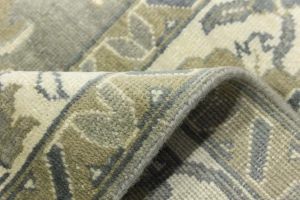 Olive Green Floral Traditional 10X14 Oushak Chobi Oriental Rug
