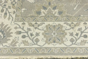 Olive Green Floral Traditional 10X14 Oushak Chobi Oriental Rug