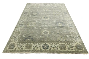 Olive Green Floral Traditional 10X14 Oushak Chobi Oriental Rug