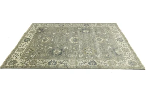 Olive Green Floral Traditional 10X14 Oushak Chobi Oriental Rug