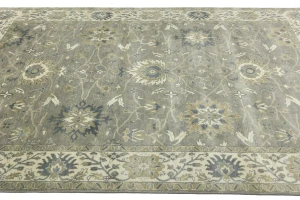Olive Green Floral Traditional 10X14 Oushak Chobi Oriental Rug