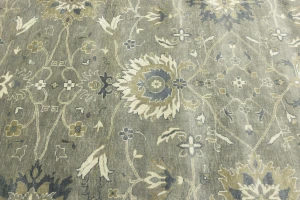 Olive Green Floral Traditional 10X14 Oushak Chobi Oriental Rug