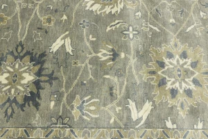 Olive Green Floral Traditional 10X14 Oushak Chobi Oriental Rug