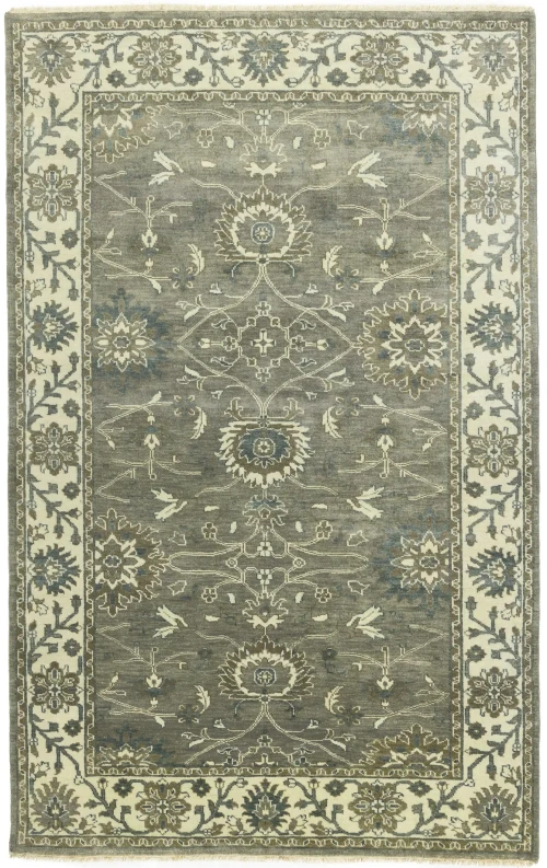 Taupe Floral 5X8 Osh Chobi Peshawar Oriental Rug