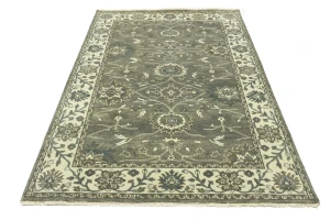 Taupe Floral 5X8 Osh Chobi Peshawar Oriental Rug