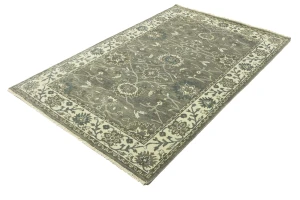 Taupe Floral 5X8 Osh Chobi Peshawar Oriental Rug