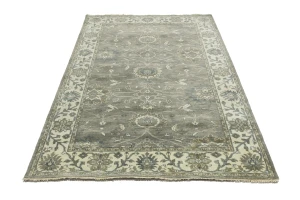 Taupe Floral 5X8 Osh Chobi Peshawar Oriental Rug