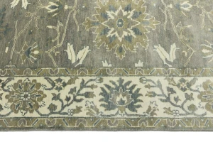 Taupe Floral 8X8 Osh Chobi Peshawar Oriental Square Rug