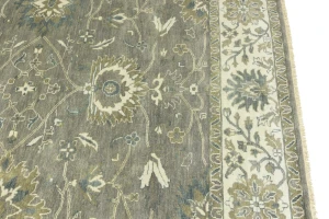 Taupe Floral 8X8 Osh Chobi Peshawar Oriental Square Rug