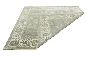 Taupe Floral 8X8 Osh Chobi Peshawar Oriental Square Rug