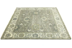 Taupe Floral 8X8 Osh Chobi Peshawar Oriental Square Rug