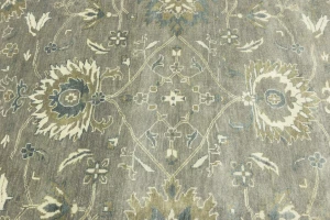 Taupe Floral 8X8 Osh Chobi Peshawar Oriental Square Rug
