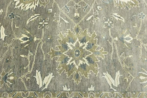 Taupe Floral 8X8 Osh Chobi Peshawar Oriental Square Rug
