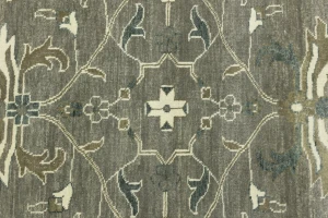 Taupe Floral 10X10 Osh Chobi Peshawar Oriental Round Rug