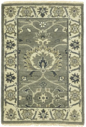 Taupe Floral 2X3 Osh Chobi Peshawar Oriental Rug