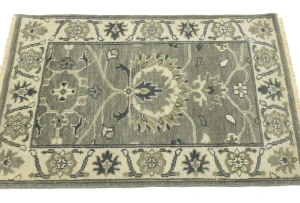 Taupe Floral 2X3 Osh Chobi Peshawar Oriental Rug