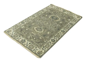 Taupe Floral 3X5 Osh Chobi Peshawar Oriental Rug