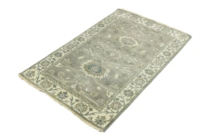 Taupe Floral 3X5 Osh Chobi Peshawar Oriental Rug