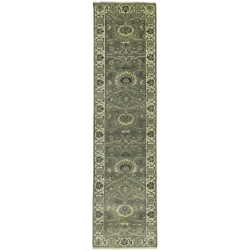 Taupe Floral 2'6X9'8 Osh Chobi Peshawar Oriental Runner Rug