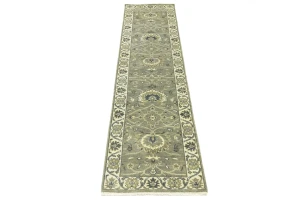 Taupe Floral 2'6X9'8 Osh Chobi Peshawar Oriental Runner Rug