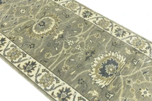 Taupe Floral 2'6X9'8 Osh Chobi Peshawar Oriental Runner Rug