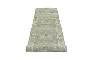 Taupe Floral 2'6X9'8 Osh Chobi Peshawar Oriental Runner Rug