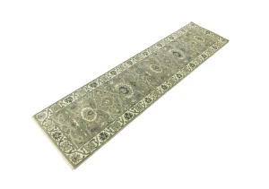 Taupe Floral 2'6X9'8 Osh Chobi Peshawar Oriental Runner Rug
