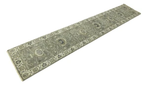 Taupe Floral 2'5X13'5 Osh Chobi Peshawar Oriental Runner Rug
