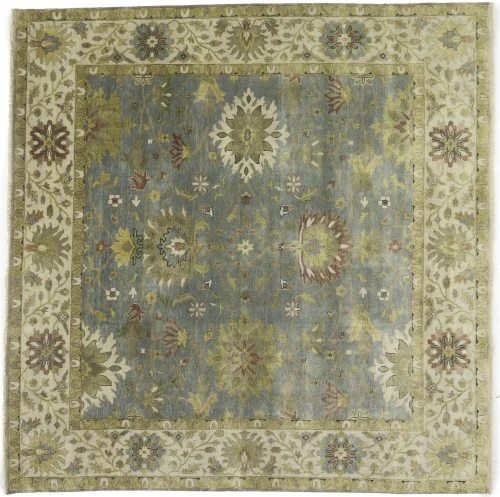 Blue-gray Floral Osh Chobi 8X8 Oriental Square Rug