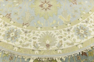 Light Blue Floral Osh Chobi 10X10 Oriental Round Rug