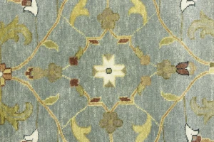 Light Blue Floral Osh Chobi 10X10 Oriental Round Rug