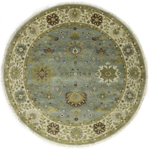 Blue-gray Floral Osh Chobi 8X8 Oriental Round Rug